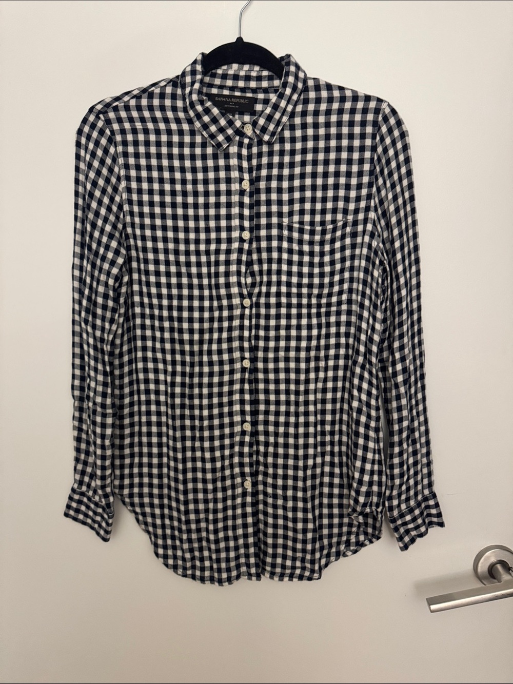 Banana Republic Men’s Black & White Checked Button-Down Shirt